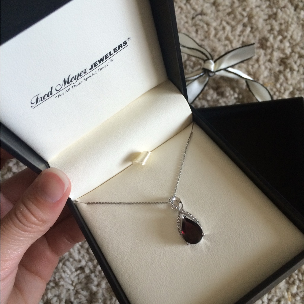 Garnet And Diamond Sterling Silver Necklace